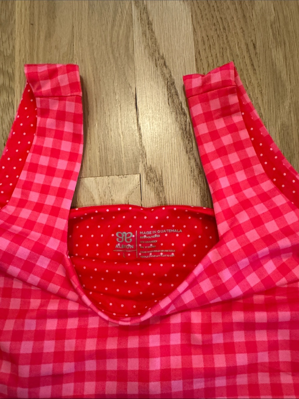 Albion Fit Gingham Square-Neck Crop Top & Ruffle Skirt Set - Pink - Picture 3 of 4